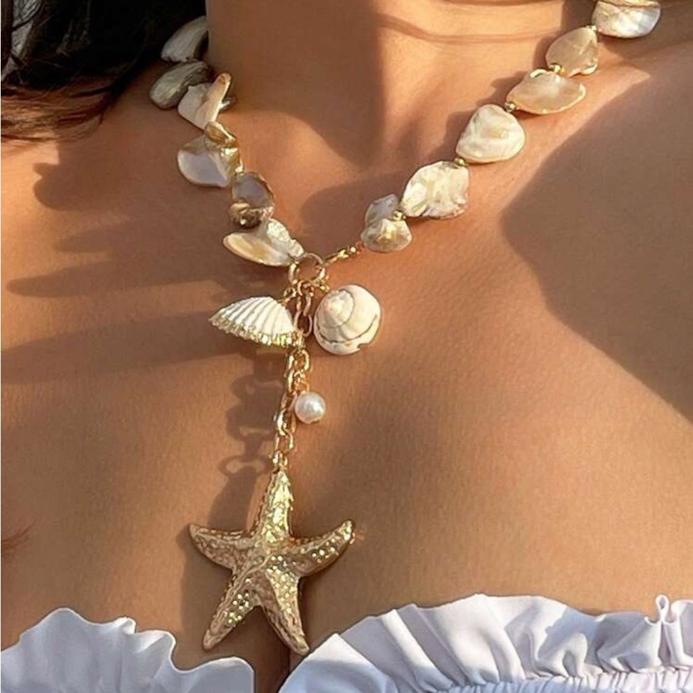 Gold and Cream Shell Necklace